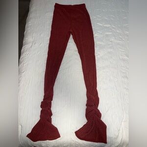Fashion Nova Deep Red Knit Leggings
